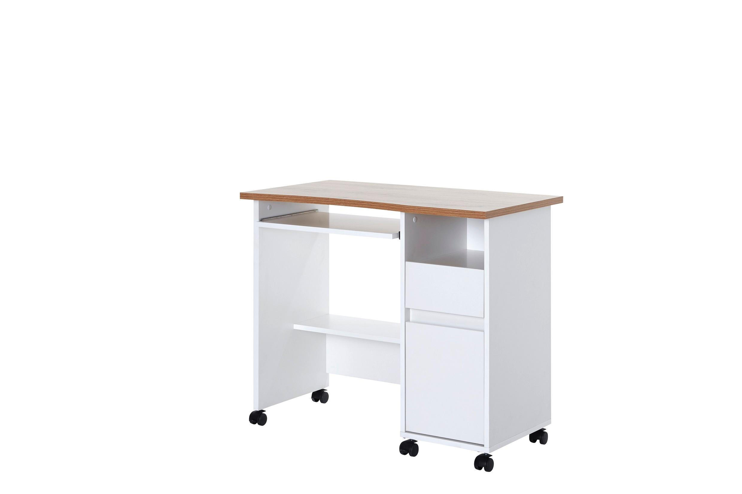 Laptoptisch in Weiß, Eichefarben