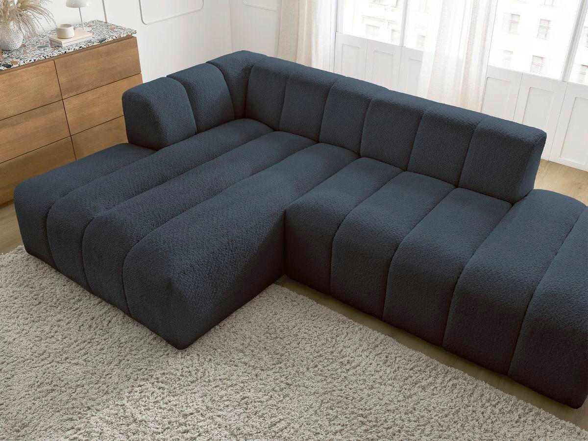 ECKSOFA  ANNECY Dunkelblau Bouclé  - Schwarz/Dunkelblau, MODERN, Kunststoff/Textil (170/262cm)