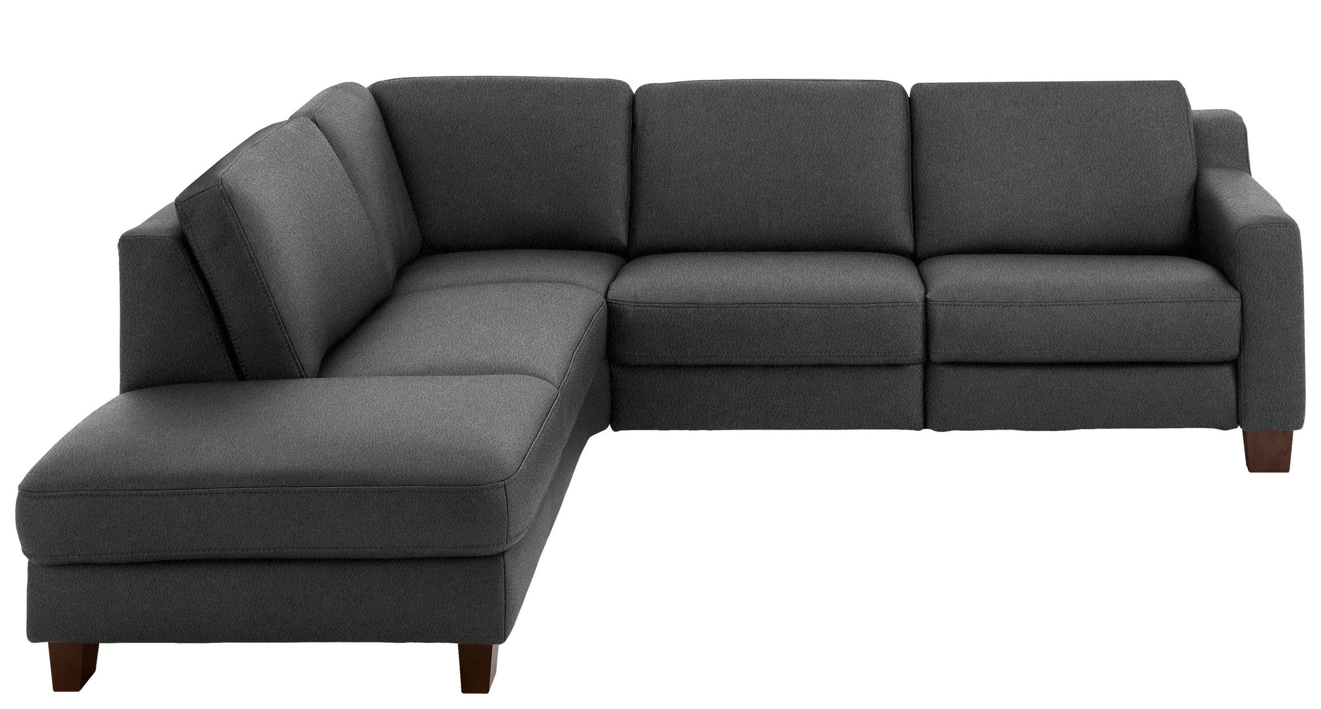 ECKSOFA in Echtleder Anthrazit  235/259 cm  - Eichefarben/Anthrazit, Design, Leder/Holz (235/259cm) - Valdera