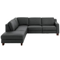 ECKSOFA in Echtleder Anthrazit  - Eichefarben/Anthrazit, Design, Leder/Holz (235/259cm) - Valdera