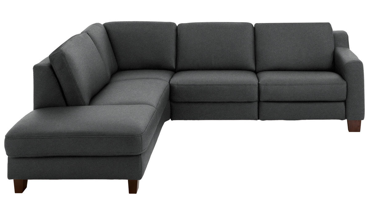 ECKSOFA in Echtleder Anthrazit  - Eichefarben/Anthrazit, Design, Leder/Holz (235/259cm) - Valdera