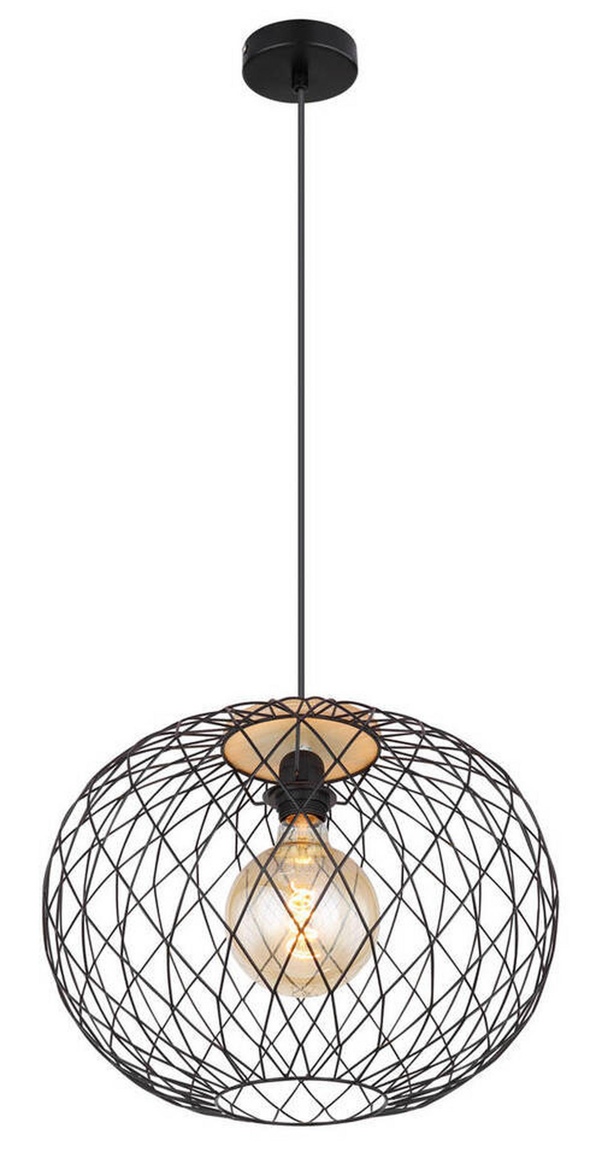 ZÁVĚSNÉ SVÍTIDLO, 40/150 cm  - černá/hnědá, Basics, kov/dřevo (40/150cm) - Globo