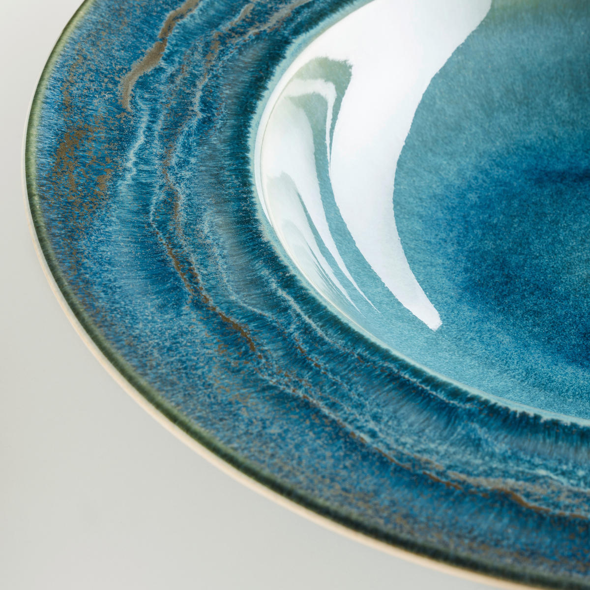 PASTATELLERSET TIEFER SEE 4-teilig  - Blau/Grün, Basics, Keramik (27/5,5cm) - Gipfelstück