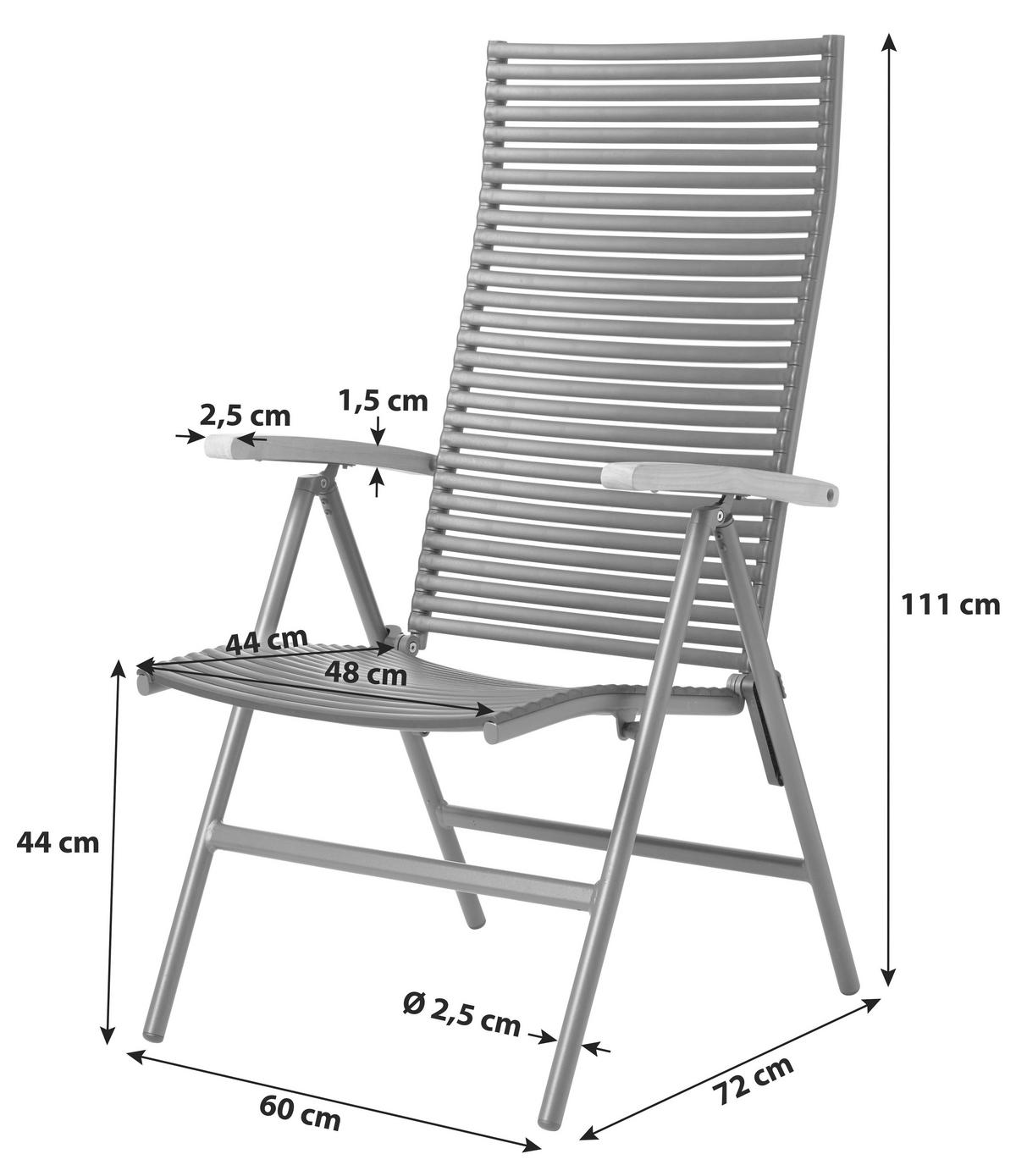 GARTENSTUHL Anthrazit, Schwarz, Teakfarben  - Anthrazit/Schwarz, KONVENTIONELL, Holz/Kunststoff (60/111/72cm) - Gardenson