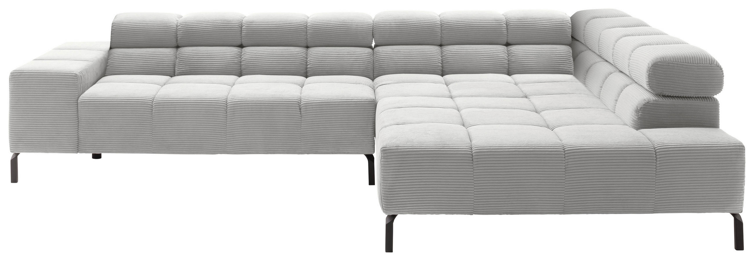 ECKSOFA in Cord Grau - Schwarz/Grau, Design, Textil/Metall (321/216cm) - Hom`in