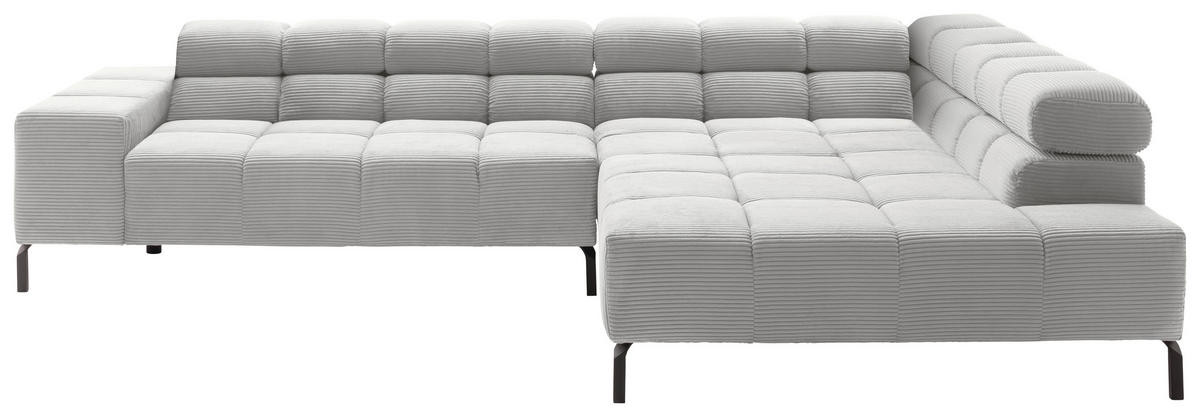 ECKSOFA in Cord Grau  - Schwarz/Grau, Design, Textil/Metall (321/216cm) - Hom`in