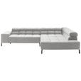 ECKSOFA in Cord Grau  - Schwarz/Grau, Design, Textil/Metall (321/216cm) - Hom`in