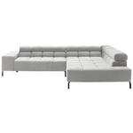 ECKSOFA in Cord Grau  - Schwarz/Grau, Design, Textil/Metall (321/216cm) - Hom`in