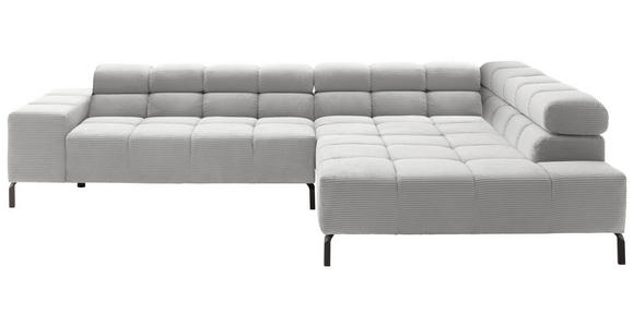 ECKSOFA in Cord Grau  - Schwarz/Grau, Design, Textil/Metall (321/216cm) - Hom`in