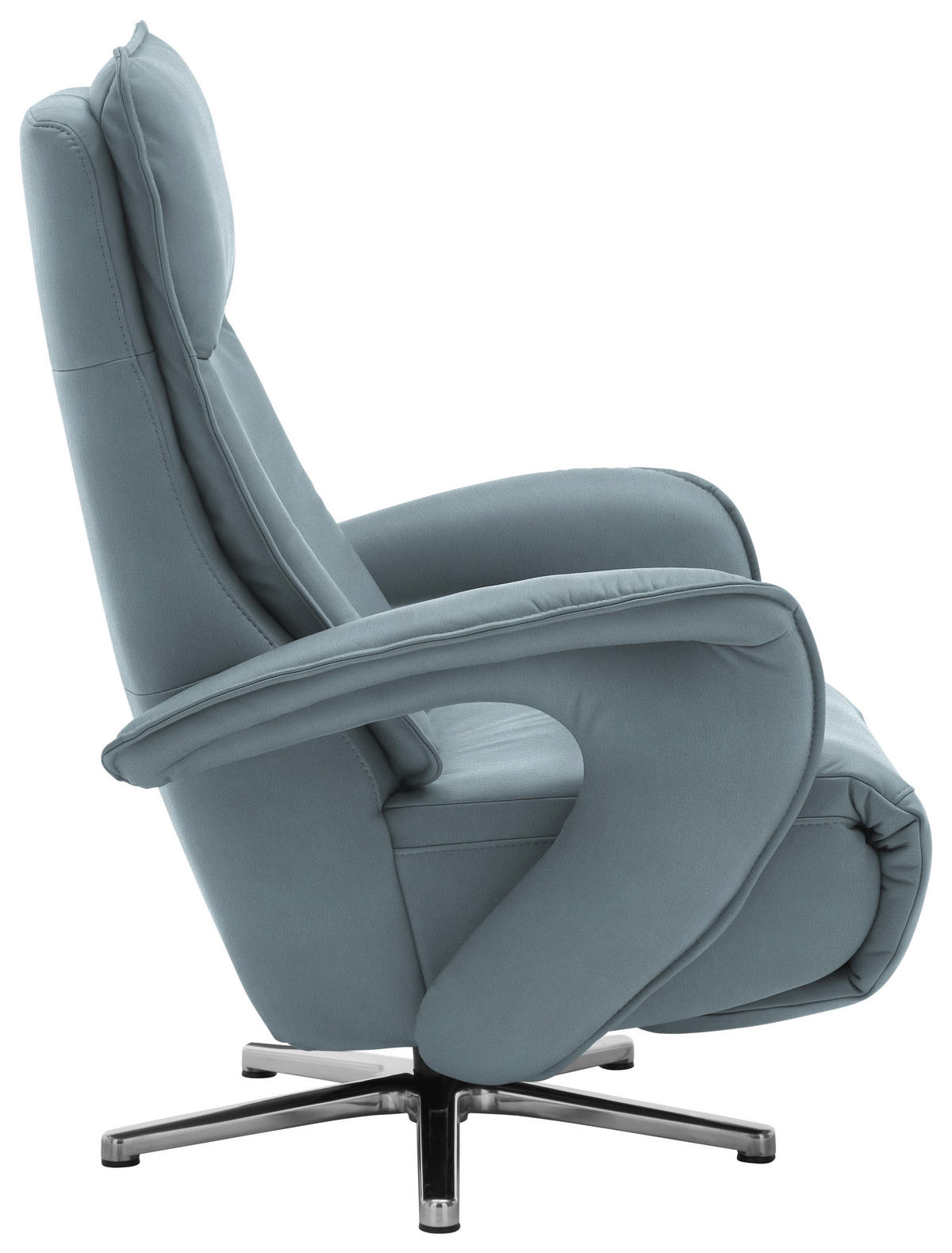 RELAXSESSEL in Leder Grau  - Chromfarben/Grau, Design, Leder/Metall (77/110/87cm) - Valdera
