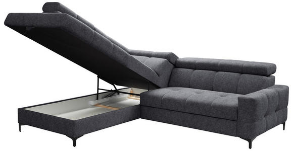 ECKSOFA in Struktur Anthrazit  - Anthrazit/Schwarz, MODERN, Textil/Metall (212/254cm) - Carryhome