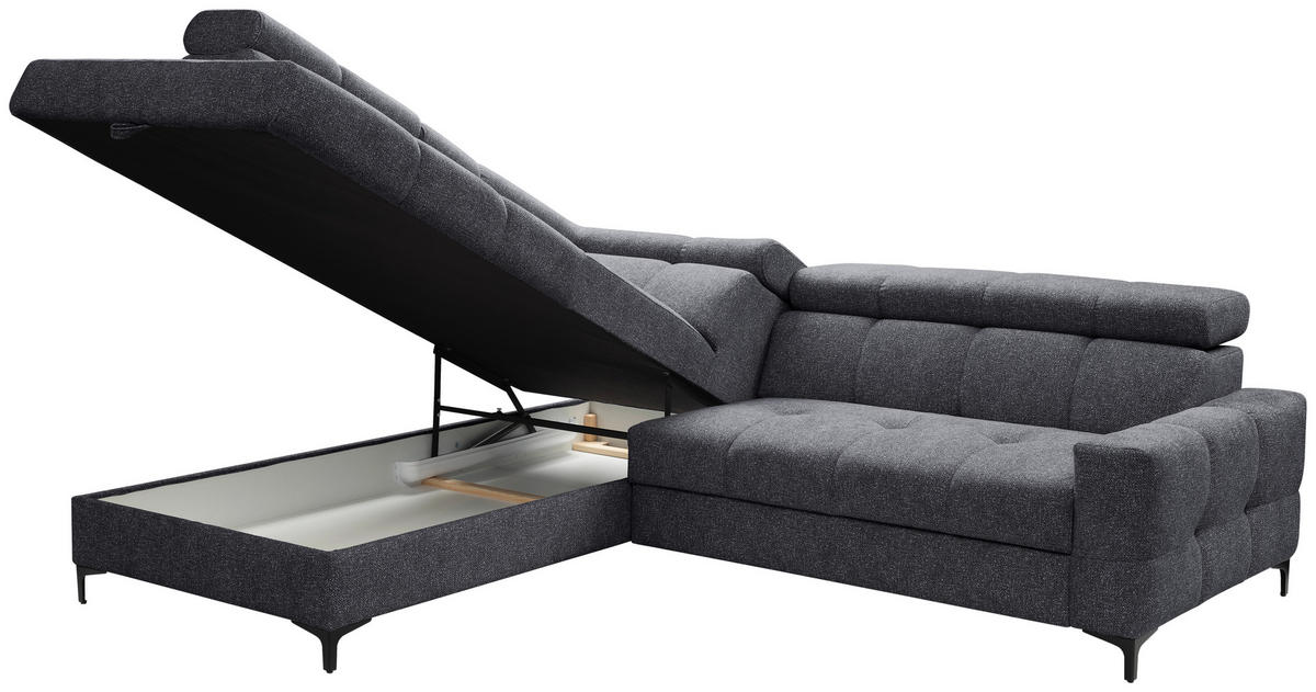 ECKSOFA Anthrazit Struktur  - Anthrazit/Schwarz, MODERN, Textil/Metall (212/254cm) - Carryhome