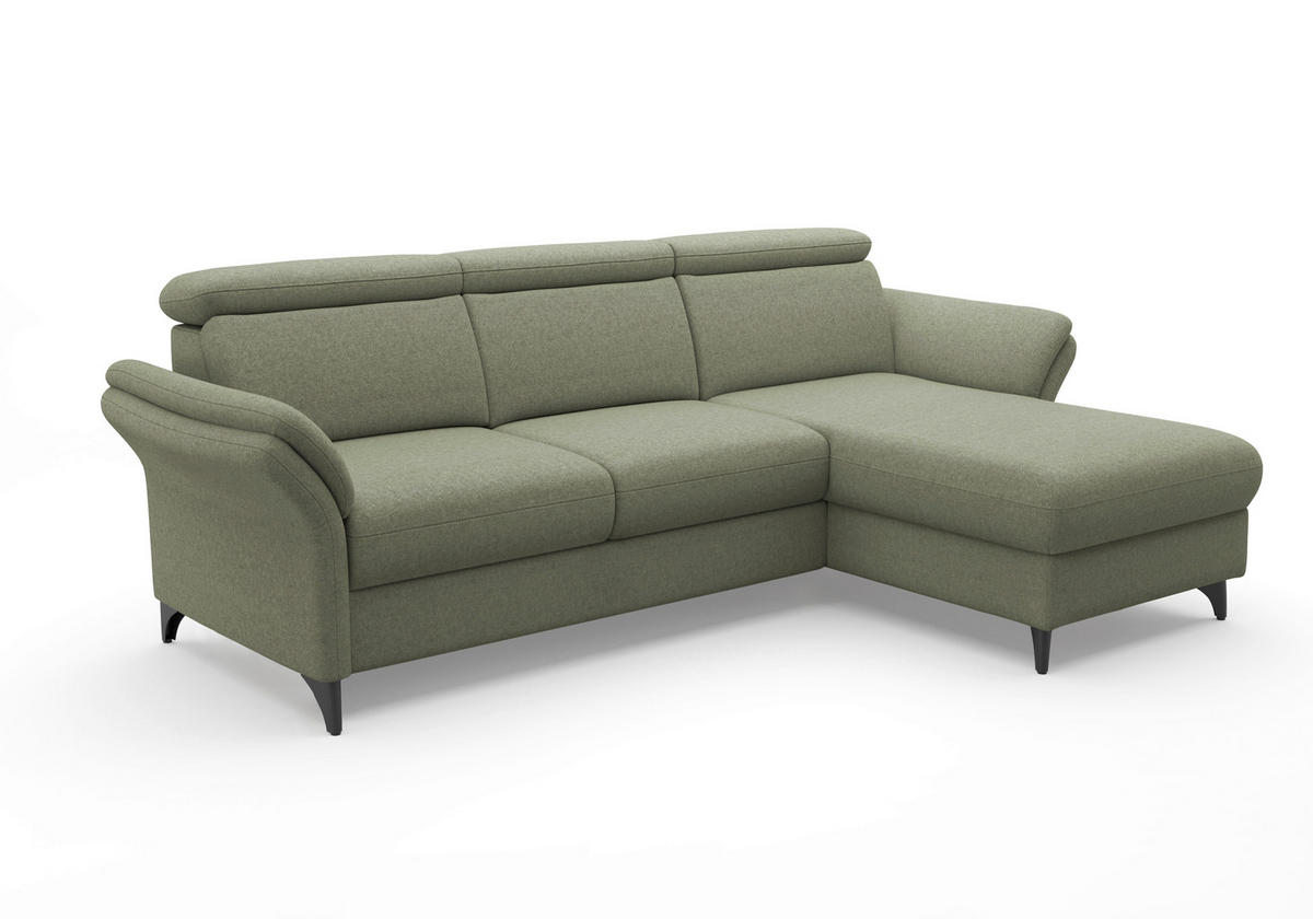 ECKSOFA GLENDALE E Olivgrün Flachgewebe  - Schwarz/Olivgrün, KONVENTIONELL, Textil/Metall (253/166cm) - Sit & More