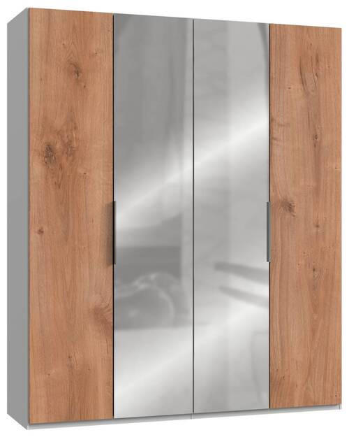 DREHTÜRENSCHRANK in Weiss, Eichefarben, Alufarben  - Chromfarben/Weiss, Modern, Holzwerkstoff (200/236/58cm) - MID.YOU