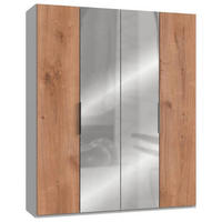 DREHTÜRENSCHRANK 200/236/58 cm 4-türig Weiß, Eichefarben, Alufarben  - Chromfarben/Eichefarben, MODERN, Holzwerkstoff (200/236/58cm) - MID.YOU