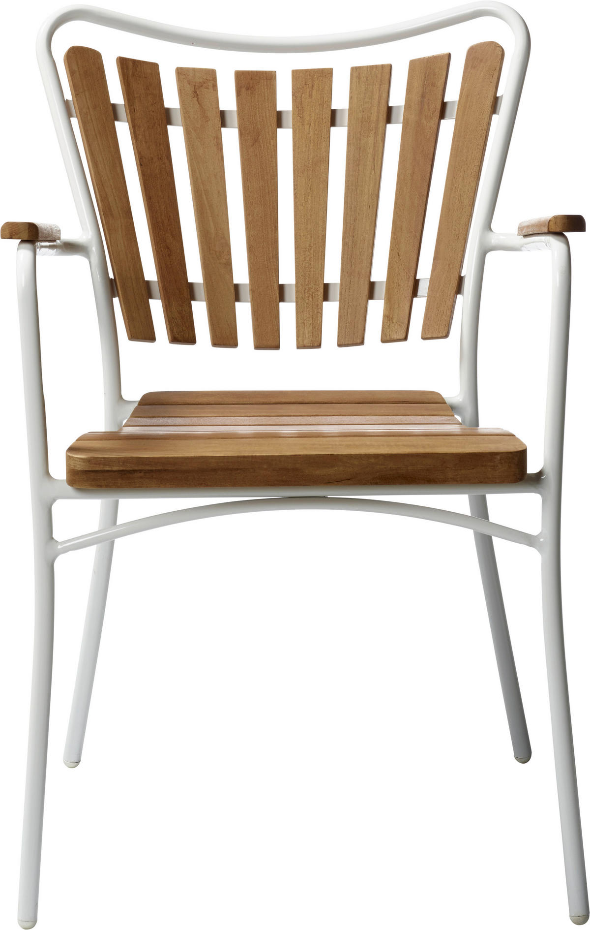 GARTENSTUHL in Holz Teakfarben, Weiß Hochglanz  - Weiß Hochglanz/Teakfarben, KONVENTIONELL, Holz/Metall (58,5/78/56,5cm) - Gardenson