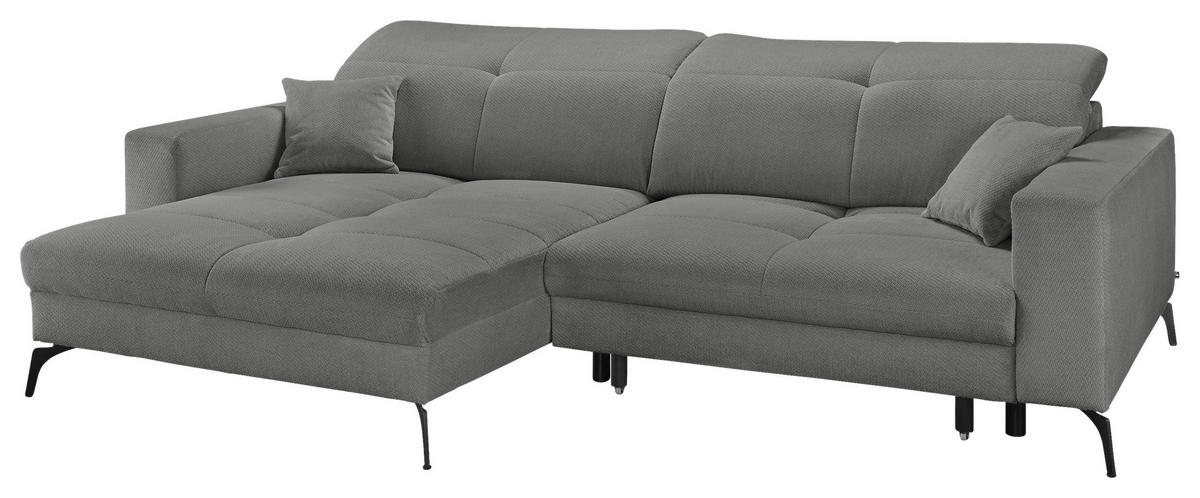 ECKSOFA Dunkelgrau Webstoff  - Dunkelgrau/Schwarz, KONVENTIONELL, Textil/Metall (180/285cm) - SetOne by Musterring