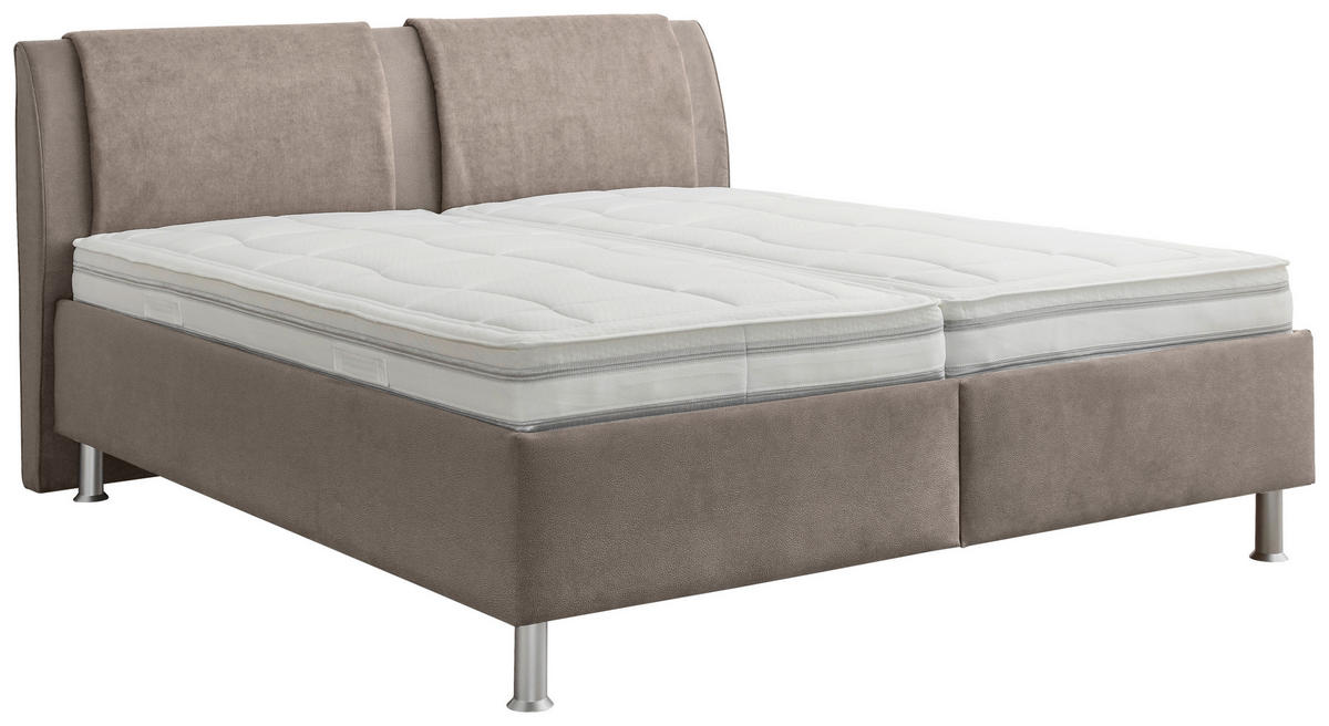 POLSTERBETT 180/200 cm  in Taupe, Hellgrau  - Taupe/Weiss, Konventionell, Holz/Holzwerkstoff (180/200cm) - Beldomo - Sleep