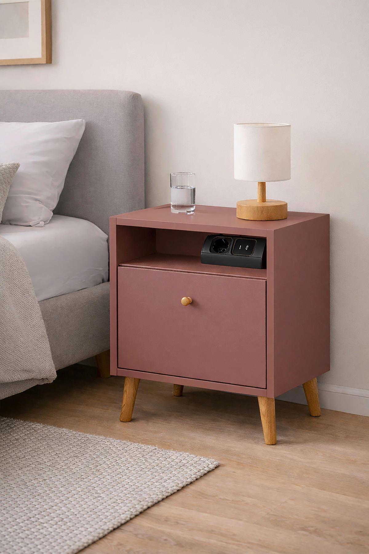 NACHTTISCH 40,2/50,1/32,7 cm  - Mauve, Design, Holz/Holzwerkstoff (40,2/50,1/32,7cm) - MID.YOU