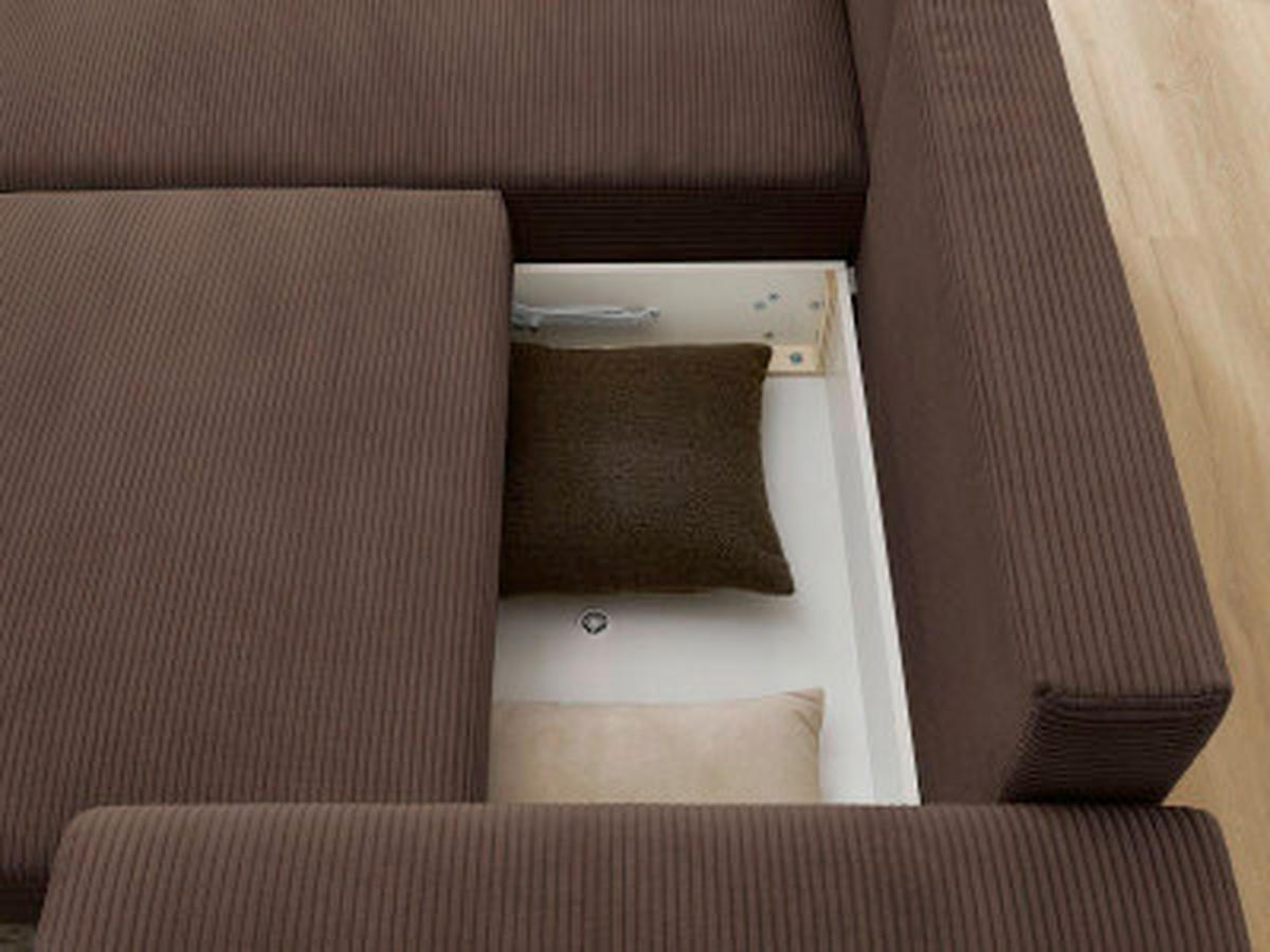 ECKSOFA Ottomane links  ATILLA Taupe Cord  - Taupe/Schwarz, MODERN, Kunststoff/Textil (149/244cm)