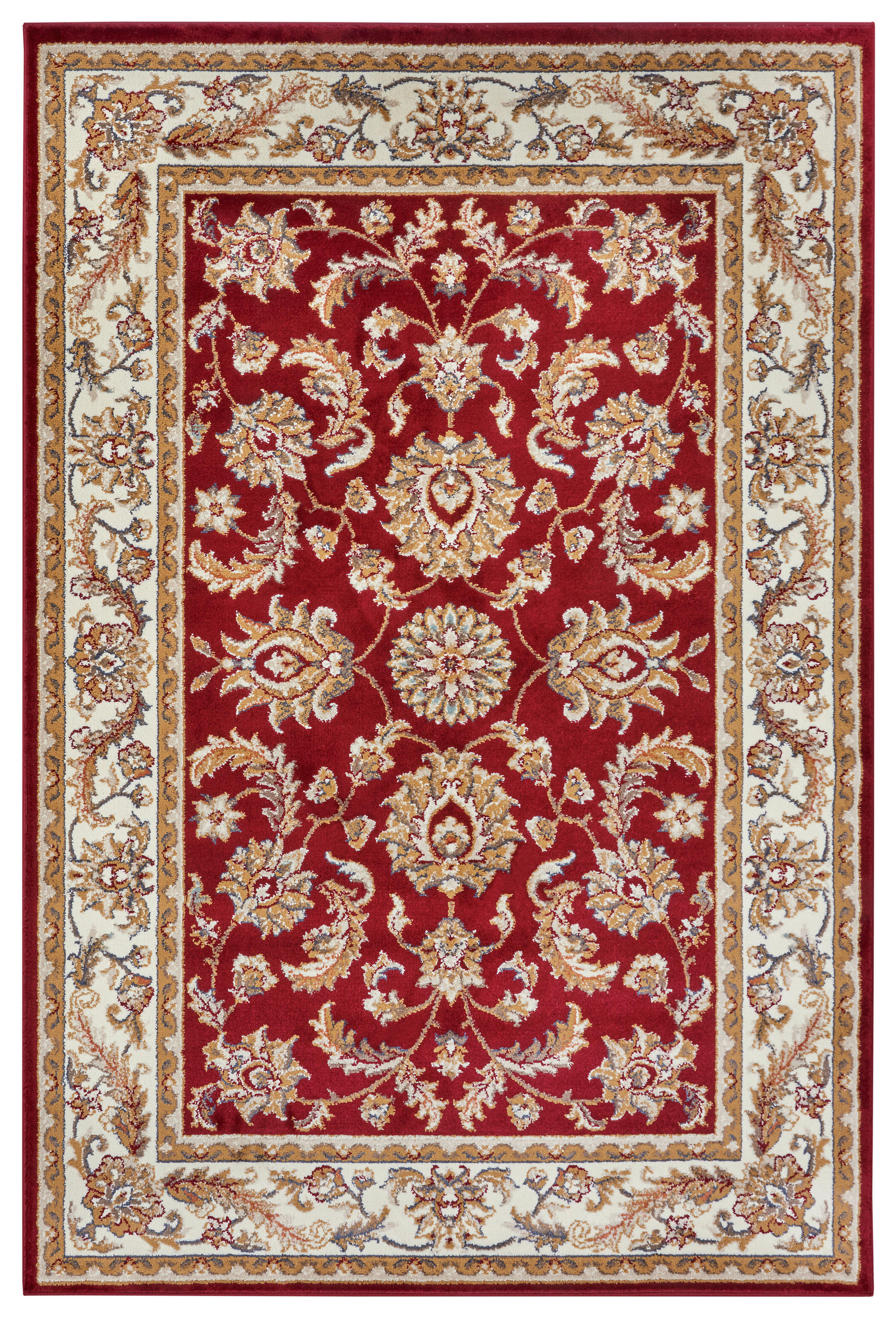 FLACHWEBETEPPICH  Wohnzimmer 57/90 cm Luxor Creme, Rot rechteckig  - Rot/Creme, Design, Kunststoff/Textil (57/90cm) - Hanse Home