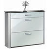 SCHUHSCHRANK Silberfarben, Weiß, Alufarben  - Chromfarben/Silberfarben, Design, Glas/Holzwerkstoff (117/97/35cm) - Moderano