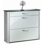 SCHUHSCHRANK  in 117/97/35 cm  - Chromfarben/Silberfarben, Design, Glas/Holzwerkstoff (117/97/35cm) - Moderano