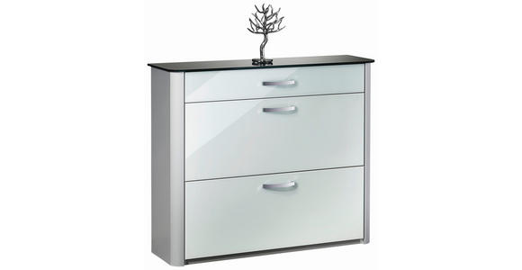 SCHUHSCHRANK in 117/97/35 cm - Chromfarben/Silberfarben, Design, Glas/Holzwerkstoff (117/97/35cm) - Moderano