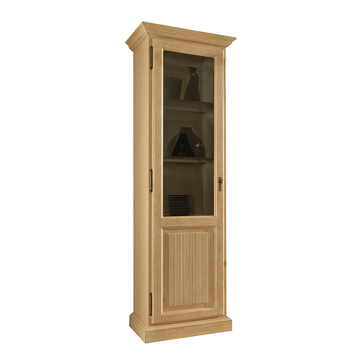 VITRINE in massiv Pinie Beige  - Beige, Design, Holz (65/217/47cm) - Livetastic