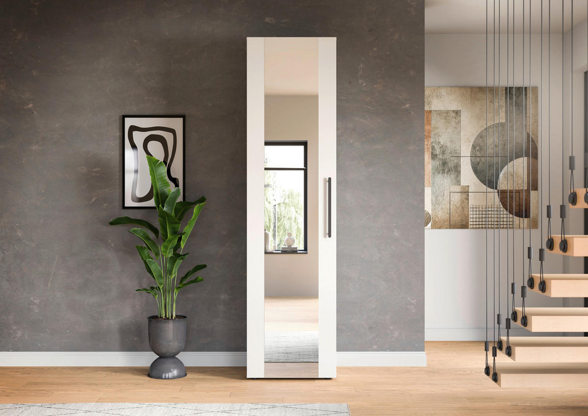 GARDEROBENSCHRANK  in 55/200/47 cm  - Schwarz/Weiß, MODERN, Glas/Holzwerkstoff (55/200/47cm) - Stylife
