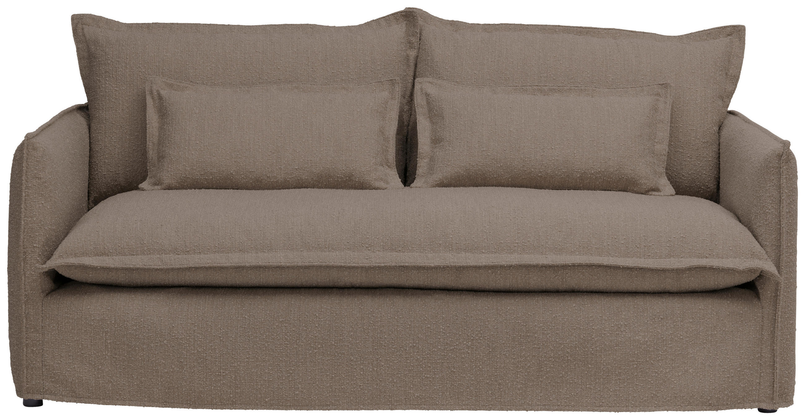 HUSSEN-SOFA Flachgewebe, Bouclé Braun  - Braun, Trend, Textil/Metall (195/82/98cm) - Livetastic