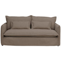 HUSSEN-SOFA Flachgewebe, Bouclé Braun  - Braun, Trend, Textil/Metall (195/82/98cm) - Livetastic