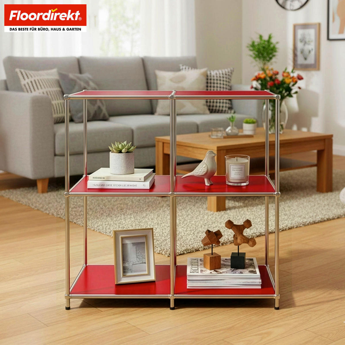 SIDEBOARD Concept Epure MK-027 78/82/40 cm  - Rot, Basics, Metall (78/82/40cm) - Floordirekt