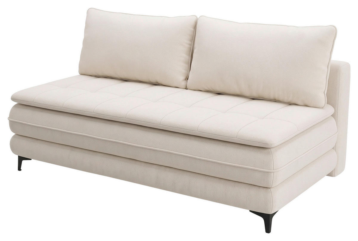 SCHLAFSOFA Chenille Creme  inkl. Bettkasten, Schlaffunktion, Topper  - Creme/Schwarz, Design, Textil/Metall (200/95/92cm) - Stylife