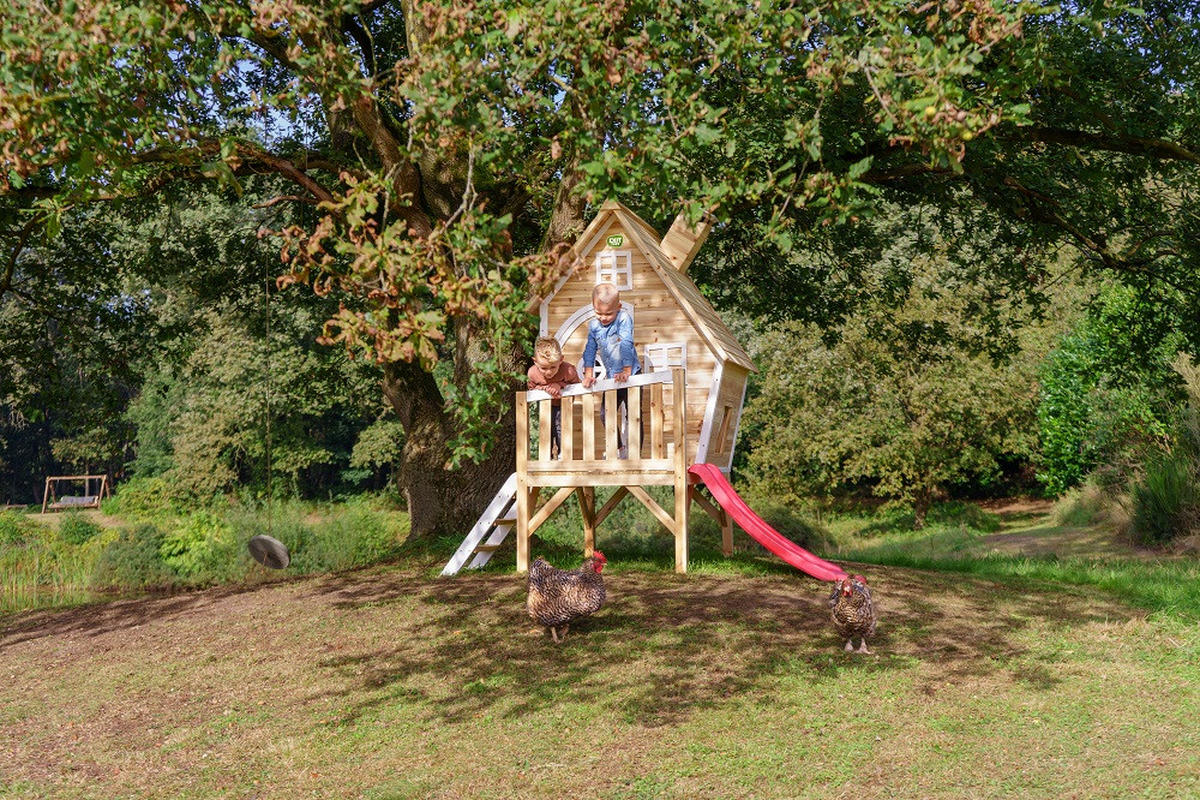 SPIELHAUS  - Rot/Grün, KONVENTIONELL, Holz (246/166/227cm) - EXIT Toys