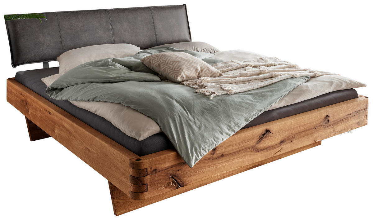BALKENBETT 160/200 cm  in Anthrazit, Wildeiche   - Wildeiche/Anthrazit, Natur, Holz/Textil (160/200cm) - Valnatura