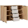 SIDEBOARD  130/87/40 cm 4 Schublade(n)  - Kaschmir/Schwarz, KONVENTIONELL, Holzwerkstoff/Metall (130/87/40cm) - Carryhome