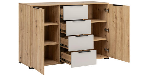 SIDEBOARD  130/87/40 cm 4 Schublade(n)  - Kaschmir/Schwarz, KONVENTIONELL, Holzwerkstoff/Metall (130/87/40cm) - Carryhome