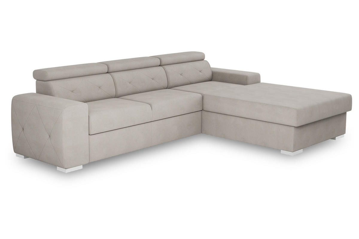 ECKSCHLAFSOFA in Creme Textil   - Silberfarben/Creme, Design, Textil (296/195cm) - MID.YOU