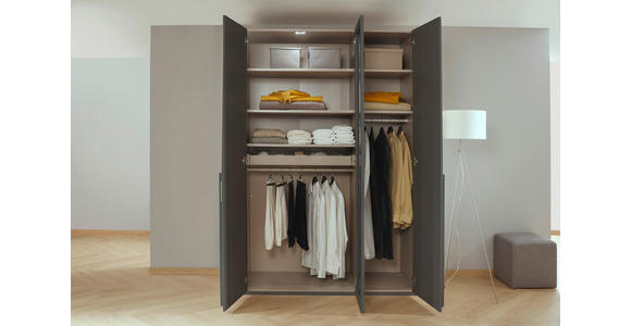 DREHTÜRENSCHRANK 151/223/60 cm 3-türig Graphitfarben - Graphitfarben, Trend, Glas/Holzwerkstoff (151/223/60cm) - Novel