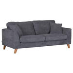 3-SITZER-SOFA Cord Dunkelgrau  - Dunkelgrau/Buchefarben, Design, Holz/Textil (200/63/90cm) - Carryhome