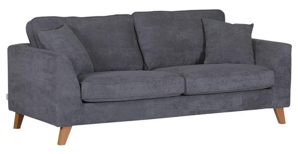3-SITZER-SOFA Cord Dunkelgrau  - Dunkelgrau/Buchefarben, Design, Holz/Textil (200/63/90cm) - Carryhome