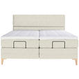 BOXSPRINGBETT 200/200 cm  in Creme  - Eichefarben/Creme, KONVENTIONELL, Holz/Textil (200/200cm) - Voleo