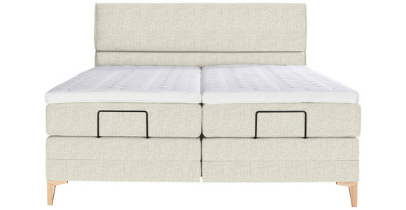 BOXSPRINGBETT 200/200 cm  in Creme  - Eichefarben/Creme, KONVENTIONELL, Holz/Textil (200/200cm) - Voleo