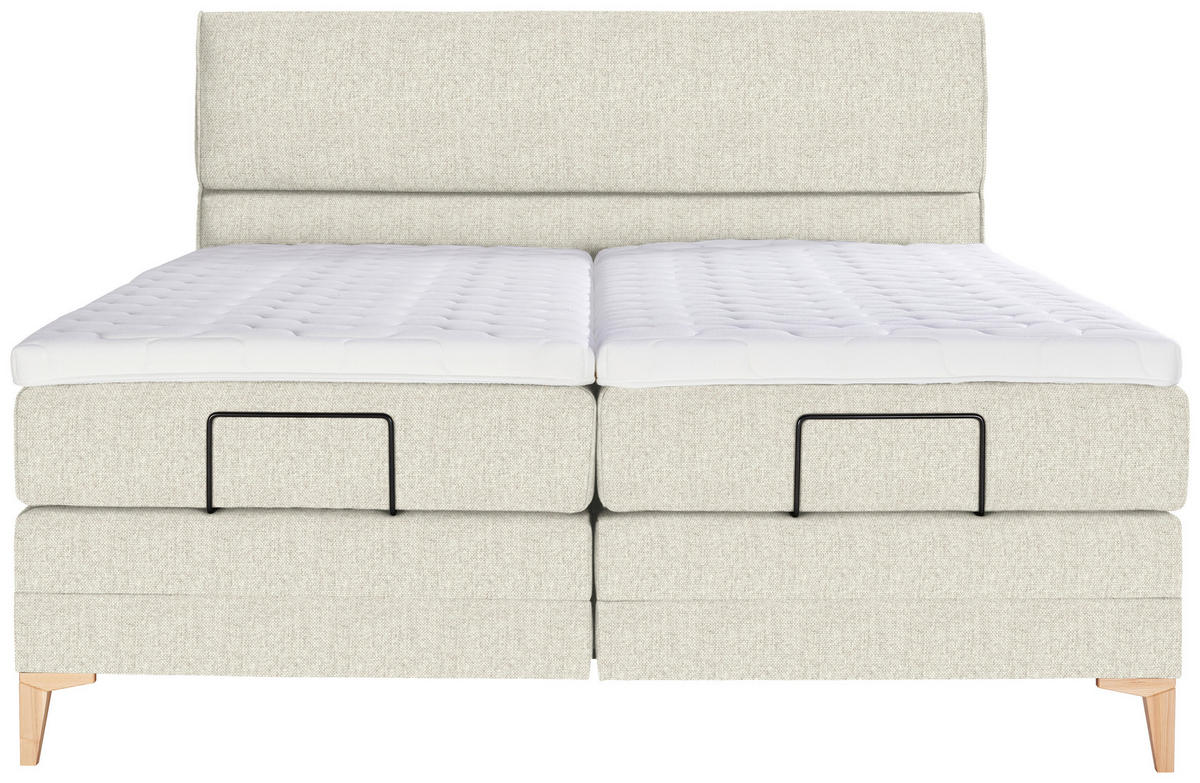 BOXSPRINGBETT 180/200 cm  in Creme  - Eichefarben/Creme, Konventionell, Holz/Textil (180/200cm) - Voleo