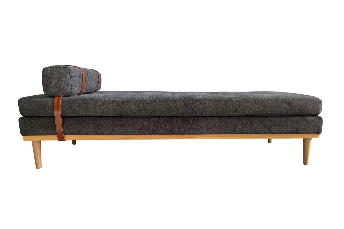 CHAISELONGUE Struktur Anthrazit  - Anthrazit/Naturfarben, MODERN, Holz/Textil (180/42/75cm) - Livetastic