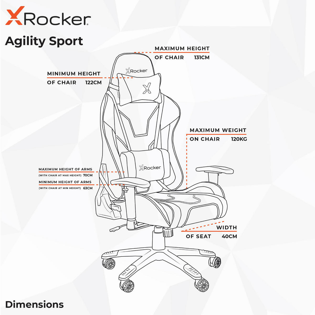 GAMINGSTUHL Schwarz Metall, Kunststoff, Textil   - Schwarz/Grau, MODERN, Kunststoff/Textil (66/128/59,9cm) - X Rocker