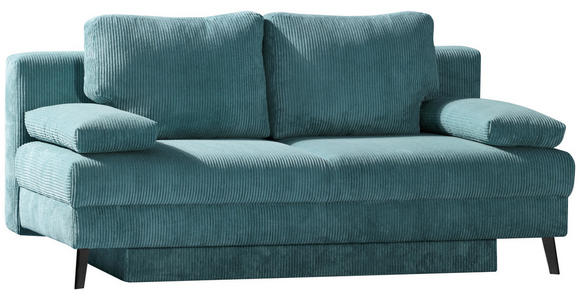SCHLAFSOFA in Cord Türkis - Türkis/Schwarz, MODERN, Textil/Metall (194/91/90cm) - Novel