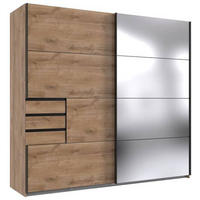 ORMAR S KLIZNIM VRATIMA boje hrasta, prozirno   - boje hrasta/prozirno, Moderno, drvni materijal/metal (225/210/64cm) - Modern Living