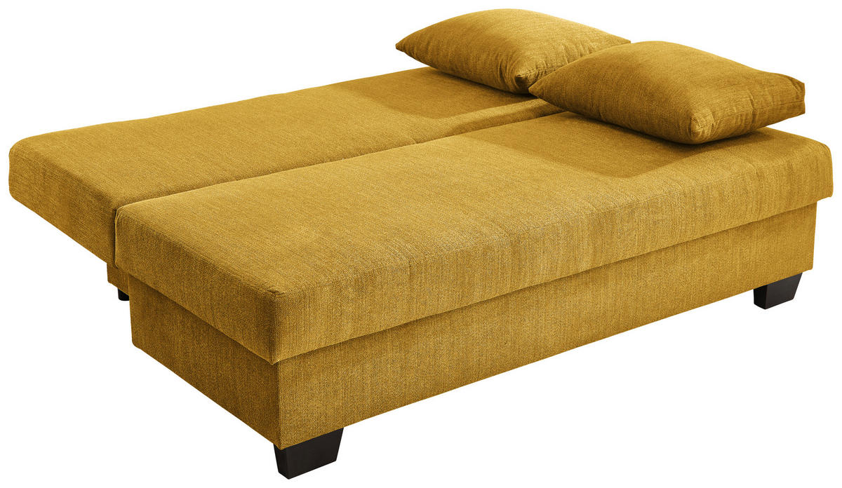 SCHLAFSOFA  mit Stoffauswahl, Schlafen auf Sitzhöhe, Rücken echt Flachgewebe Gelb  - Gelb, KONVENTIONELL, Holz/Textil (200/88/102cm) - Xora